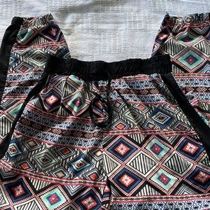 Boho printed polyester joggers
